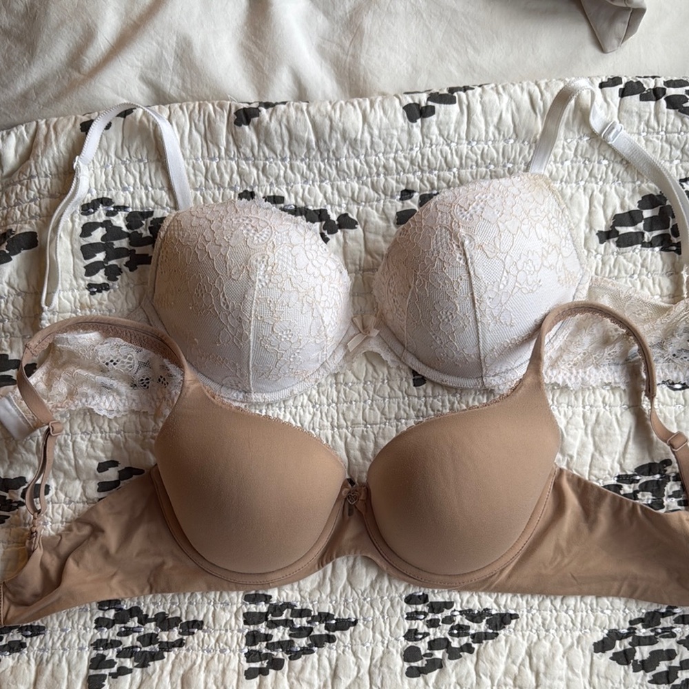 Lace White and Tan Bras